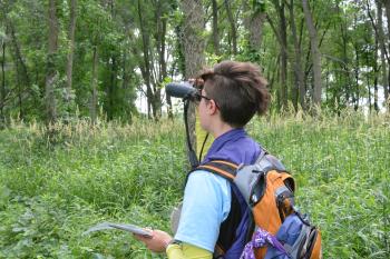 woman with binoculars